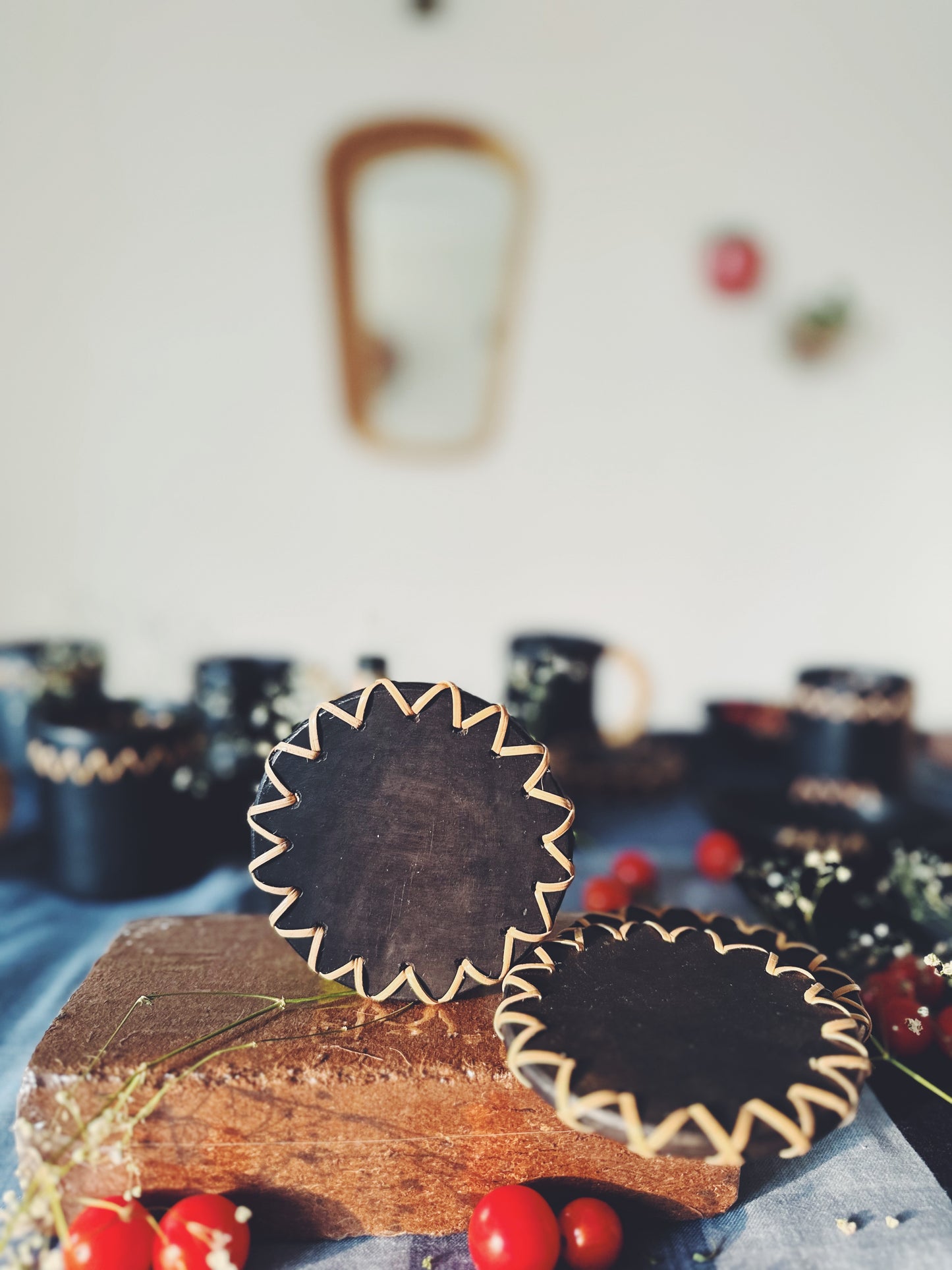 Black Natural Stone Coasters I Longpi Coasters I Set of 2