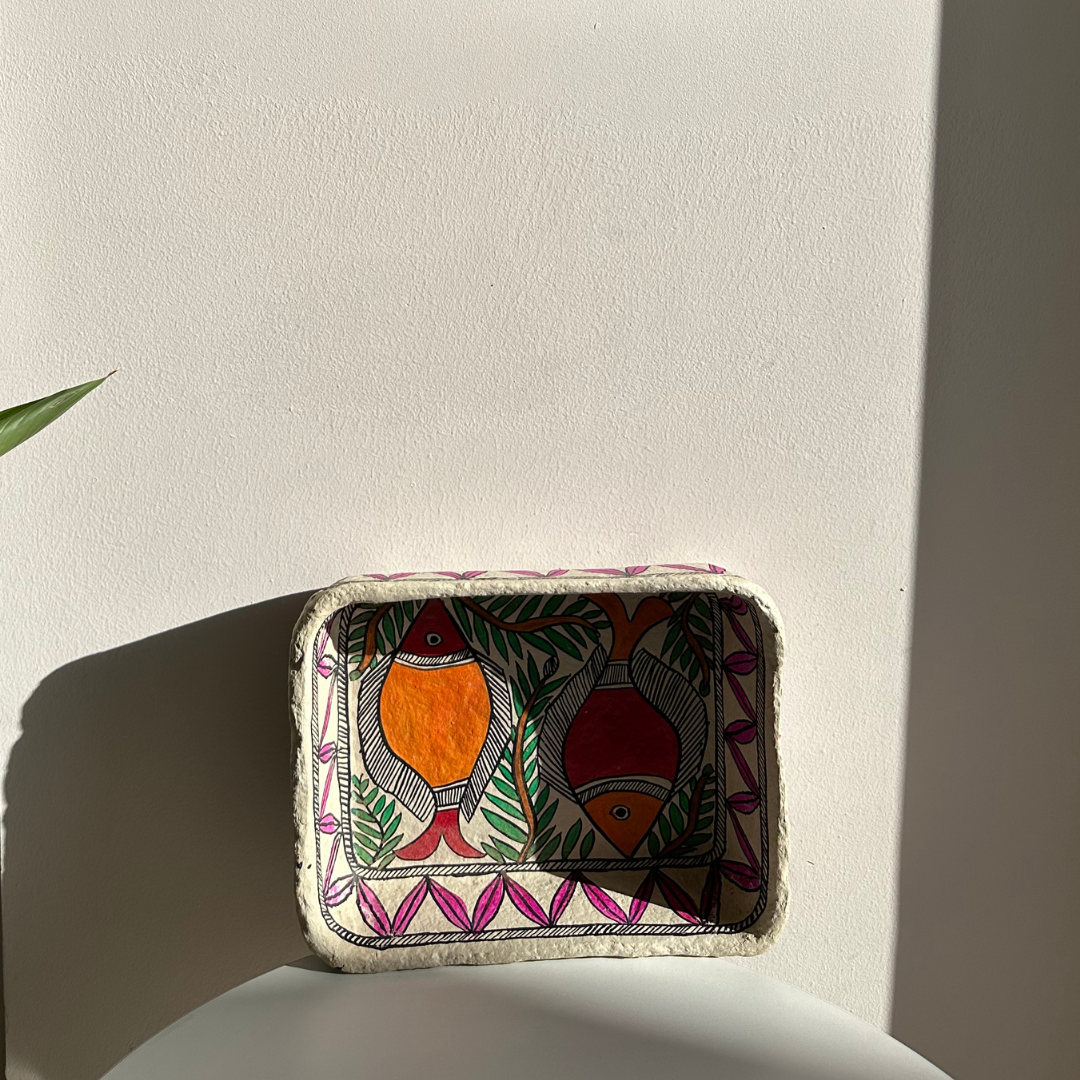 Madhubani Papier Mache⎢organiser⎢tray