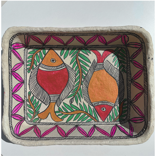 Madhubani Papier Mache⎢organiser⎢tray