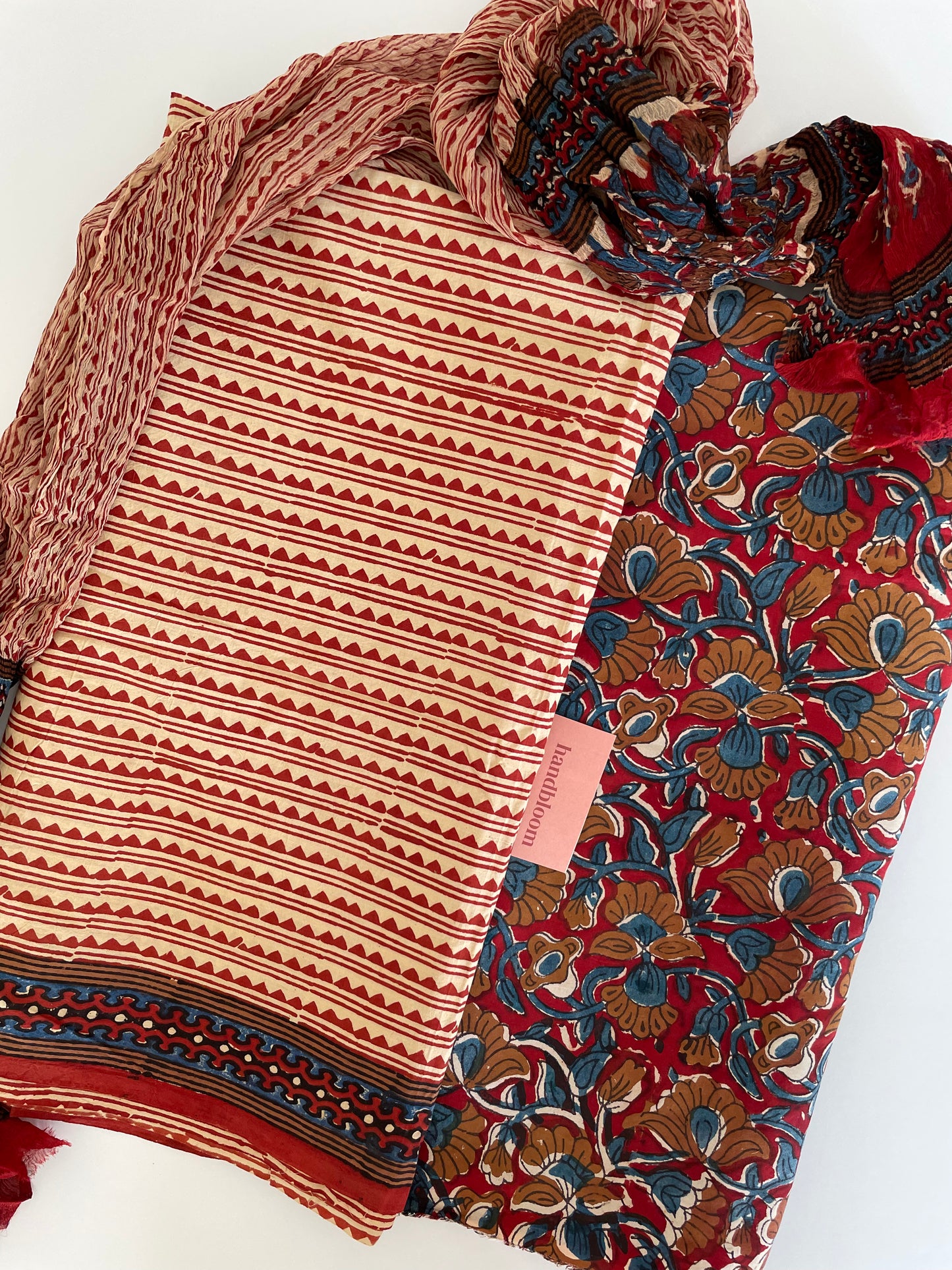 Kalamkari salwar suit dress material with chiffon dupatta